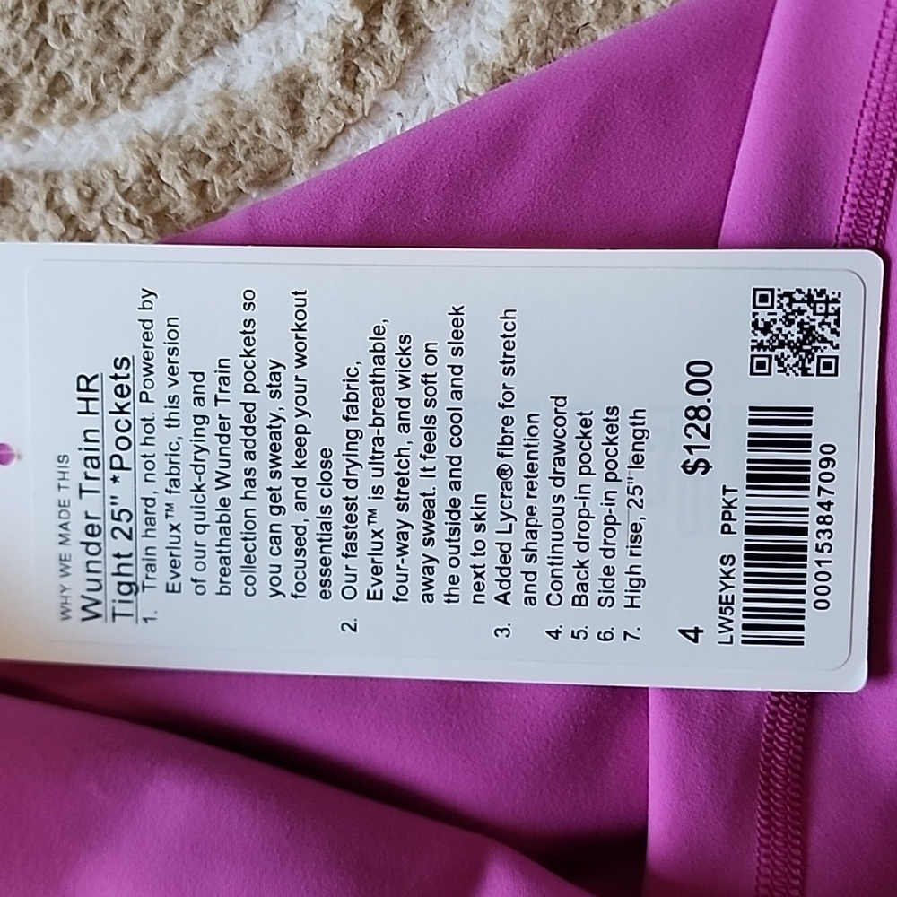 Lululemon Wunder Train High-Rise Tight 25" *Pockets in Pow Pink NWT - Picture 6 of 11